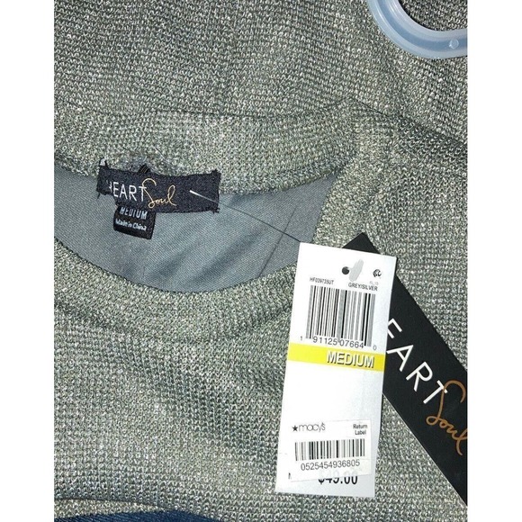 HEART SOUL Tunic Dress WOMEN'S M Sleeveless Moc high neck Silver Gray Sparkle - Picture 4 of 5